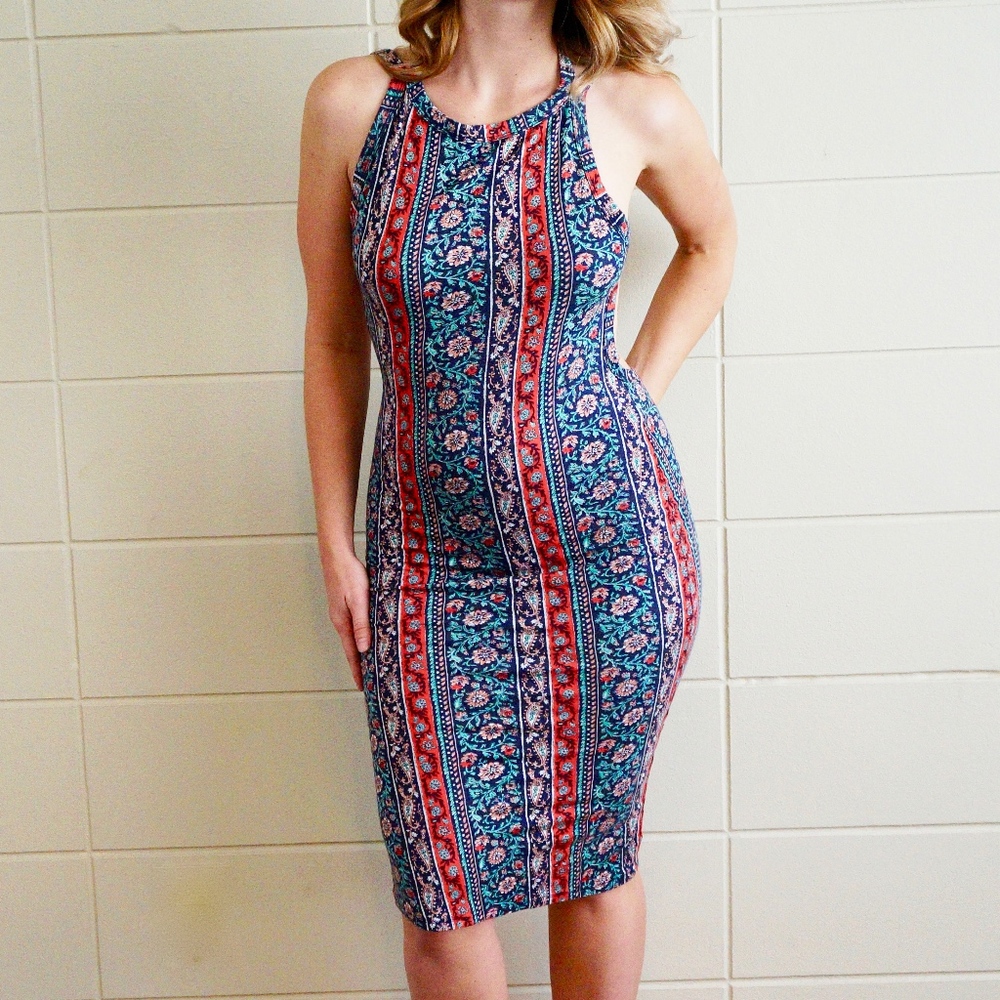 Lulu's floral print midi dress low back